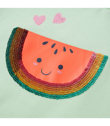 Kids' T-shirt with Ruffle Sleeves Soft Green 116