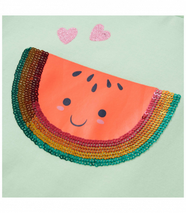 Kids' T-shirt with Ruffle Sleeves Soft Green 128