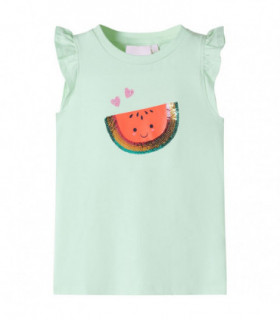 Kids' T-shirt with Ruffle Sleeves Soft Green 140