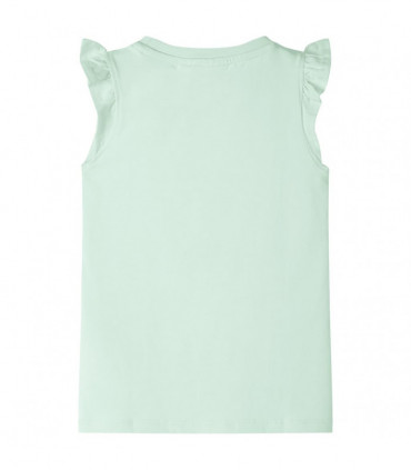 Kids' T-shirt with Ruffle Sleeves Soft Green 140