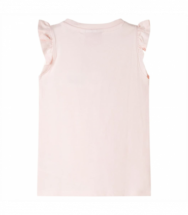 Kids' T-shirt with Ruffle Sleeves Soft Pink 128