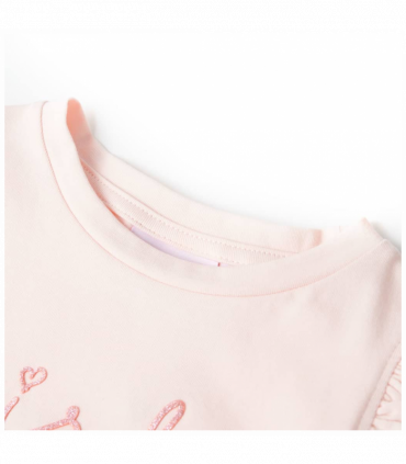 Kids' T-shirt with Ruffle Sleeves Soft Pink 128