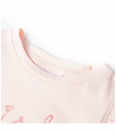 Kids' T-shirt with Ruffle Sleeves Soft Pink 140