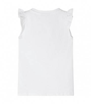 Kids' T-shirt with Ruffle Sleeves White 92