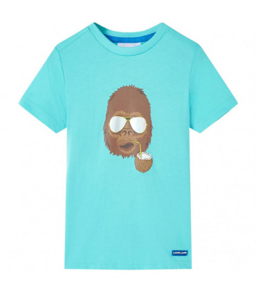 Kids' T-shirt with Short Sleeves Aqua 128