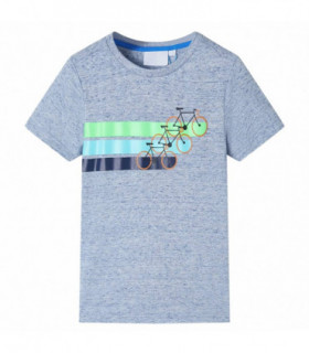 Kids' T-shirt with Short Sleeves Blue Melange 104