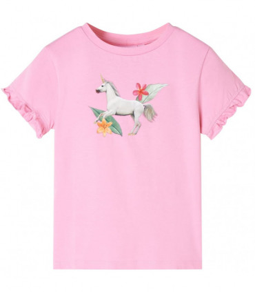 Kids' T-shirt with Short Sleeves Bright Pink 128