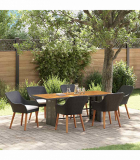 vidaXL Garden Dining Set 7 pcs Black and brown Poly Rattan