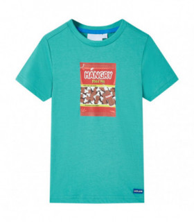 Kids' T-shirt with Short Sleeves Dark Mint 128