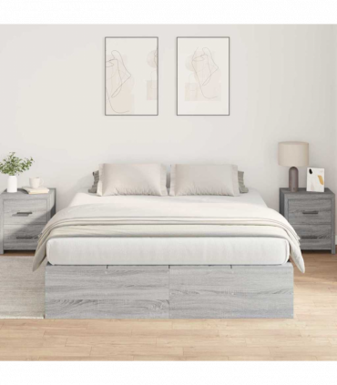 vidaXL Bed Frame Grey sonoma 200 x 150 x 31.5 cm Engineered wood
