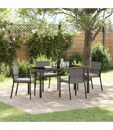 vidaXL Garden Dining Set 5 pcs Grey Poly rattan