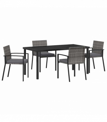 vidaXL Garden Dining Set 5 pcs Grey Poly rattan