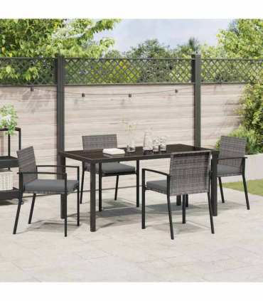 vidaXL Garden Dining Set 5 pcs Grey Poly rattan