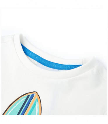 Kids' T-shirt with Short Sleeves Ecru 128