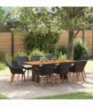 vidaXL Garden Dining Set 9 pcs Black and brown Poly Rattan