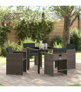 vidaXL Garden Dining Set 5 pcs Grey Poly Rattan