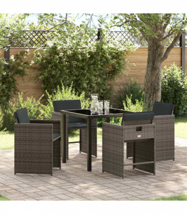 vidaXL Garden Dining Set 5 pcs Grey Poly Rattan
