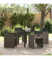 vidaXL Garden Dining Set 5 pcs Grey Poly Rattan