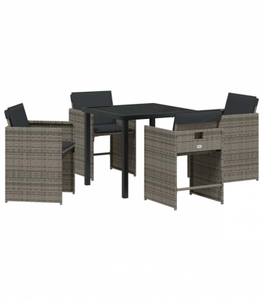 vidaXL Garden Dining Set 5 pcs Grey Poly Rattan