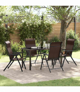 vidaXL Garden Dining Set Height-Adjustable 5 pcs Brown Poly rattan