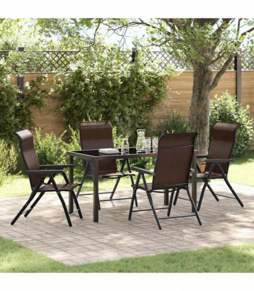 vidaXL Garden Dining Set Height-Adjustable 5 pcs Brown Poly rattan
