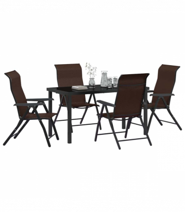vidaXL Garden Dining Set Height-Adjustable 5 pcs Brown Poly rattan