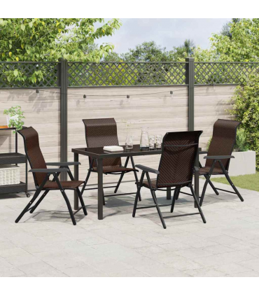 vidaXL Garden Dining Set Height-Adjustable 5 pcs Brown Poly rattan