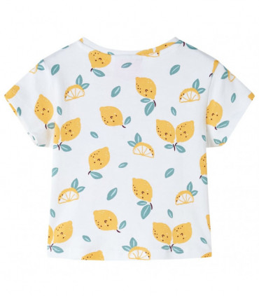 Kids'T-shirt with Tie Hem Ecru 128