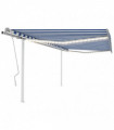 Manual Retractable Awning with LED 4x3.5 m Blue and White
