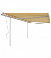 Manual Retractable Awning with Posts 4x3.5 m Yellow and White