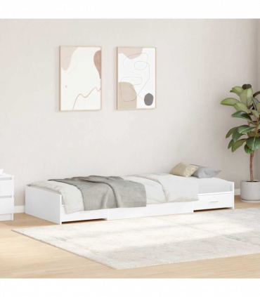 Storage Bed Frame with Headboard White 80 x 200 cm Engineered wood