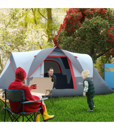 Outdoor  Camping Tent For 5-6 W/ Bag, Fiberglass & Steel Frame Outsunny