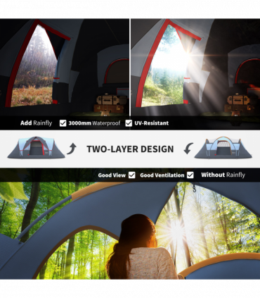 Outdoor  Camping Tent For 5-6 W/ Bag, Fiberglass & Steel Frame Outsunny