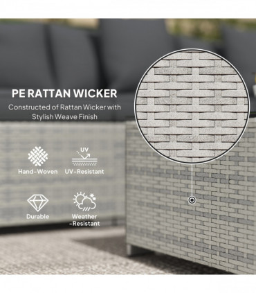Outsunny 6 Pieces Rattan Furniture Set Garden Sofa Set Mixed Grey