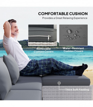 Outsunny 6 Pieces Rattan Furniture Set Garden Sofa Set Mixed Grey