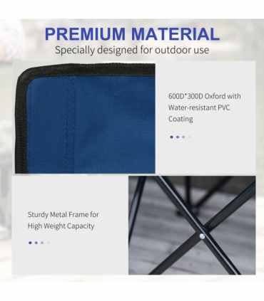 Outsunny 6 Seat Folding Bench Multi Deck Chair Cup Holder Camping Steel Blue