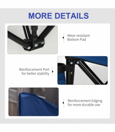 Outsunny 6 Seat Folding Bench Multi Deck Chair Cup Holder Camping Steel Blue