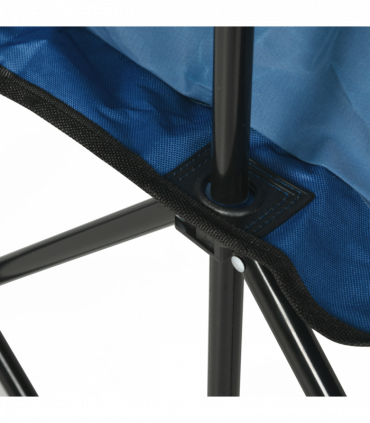 Outsunny 6 Seat Folding Bench Multi Deck Chair Cup Holder Camping Steel Blue