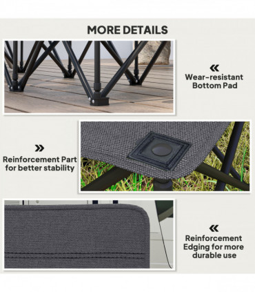 Outsunny 6 Seater Folding Bench Camping Chair with Cup Holder, Charcoal Grey