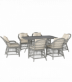 Outsunny 6 Seater Rattan Dining Set with Seat Back Cushions, Aluminium Frame