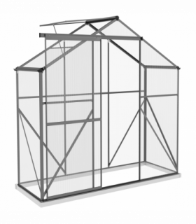 Outsunny 6 x 2.5ft Polycarbonate Greenhouse Aluminium Green House, Dark Grey