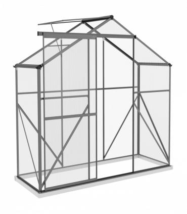 Outsunny 6 x 2.5ft Polycarbonate Greenhouse Aluminium Green House, Dark Grey