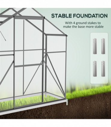Outsunny 6 x 2.5ft Polycarbonate Greenhouse Aluminium Green House, Dark Grey