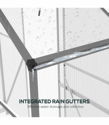 Outsunny 6 x 2.5ft Polycarbonate Greenhouse Aluminium Green House, Dark Grey