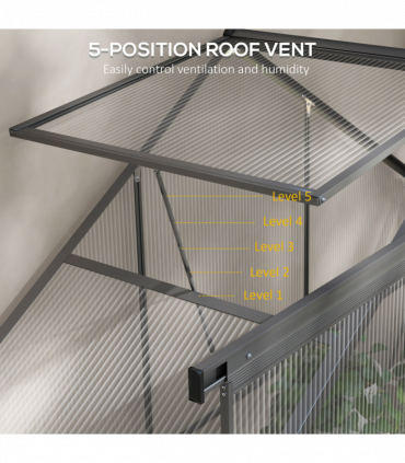 Outsunny 6 x 2.5ft Polycarbonate Greenhouse Aluminium Green House, Dark Grey