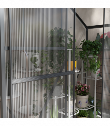 Outsunny 6 x 2.5ft Polycarbonate Greenhouse Aluminium Green House, Dark Grey