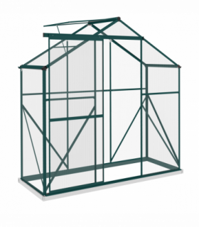 Outsunny 6 x 2.5ft Polycarbonate Greenhouse Aluminium Green House, Green