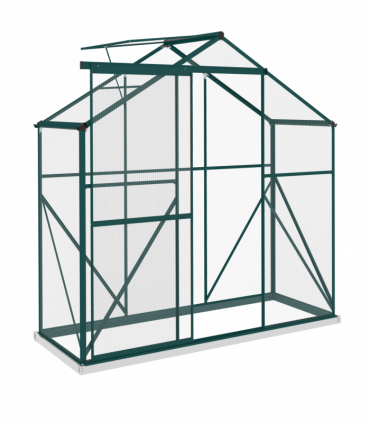 Outsunny 6 x 2.5ft Polycarbonate Greenhouse Aluminium Green House, Green
