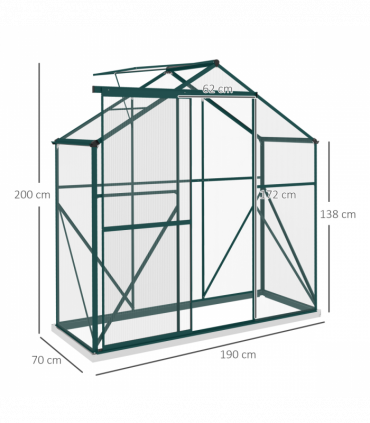 Outsunny 6 x 2.5ft Polycarbonate Greenhouse Aluminium Green House, Green