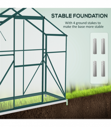 Outsunny 6 x 2.5ft Polycarbonate Greenhouse Aluminium Green House, Green